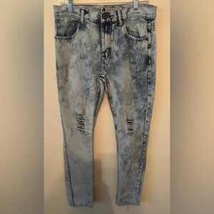 Kaalu Acid Wash Distressed Moto Blue Jeans‎ (Men Size 32x30)